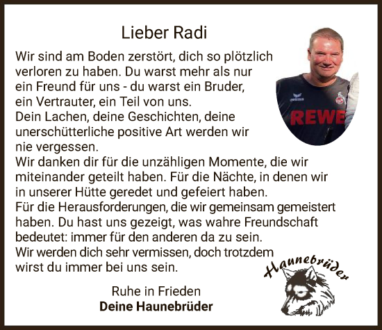 Traueranzeige von Radi Radloff von HZ