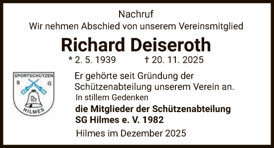 Traueranzeige von Richard Deiseroth von HZ