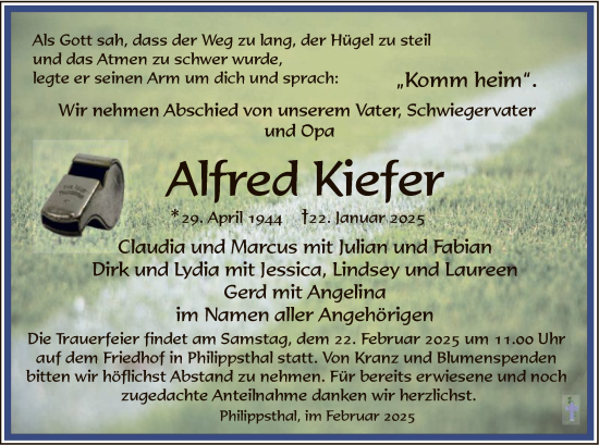 Traueranzeige von Alfred Kiefer von HZ