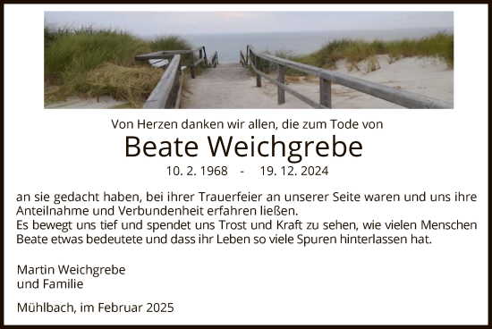 Traueranzeige von Beate Weichgrebe von HZ