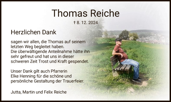 Traueranzeige von Thomas Reiche von HZ