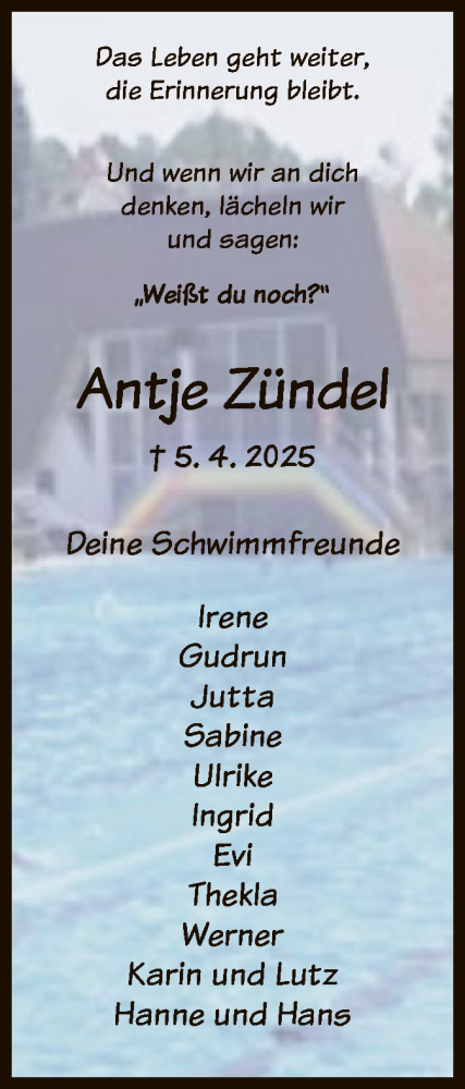 Traueranzeige von Antje Zündel von HZ