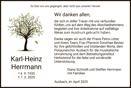 Traueranzeige von Karl-Heinz Hermann von HZ