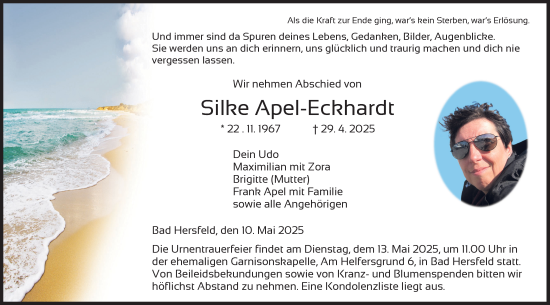 Traueranzeige von Silke Apel-Eckhardt von HZ