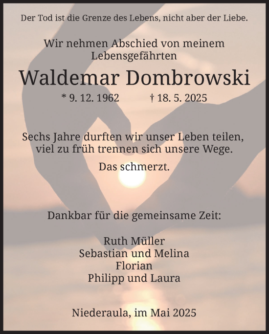 Traueranzeige von Waldemar Dombrowski von HZ