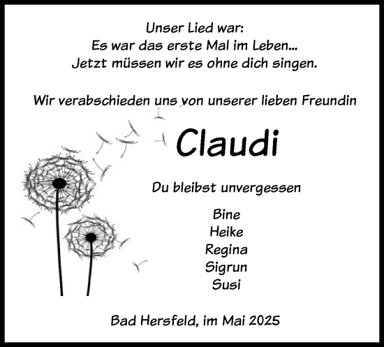 Traueranzeige von Claudi  von HZ