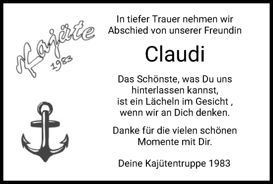 Traueranzeige von Claudia Matthäus von HZ