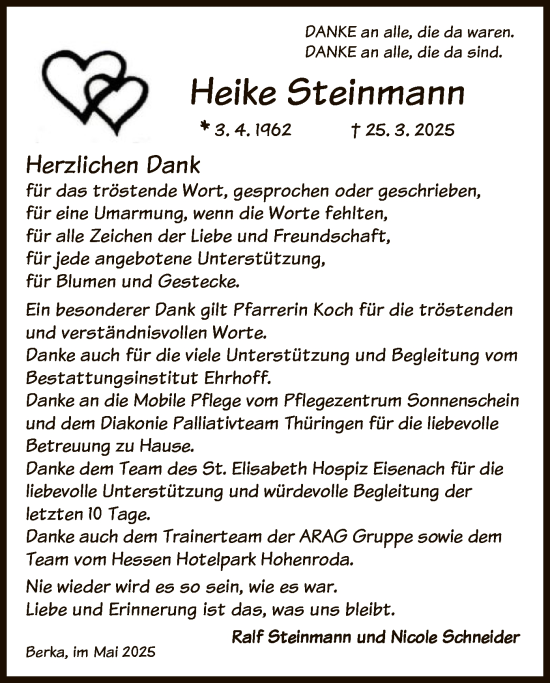 Traueranzeige von Heike Steinmann von HZHNA
