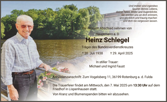 Traueranzeige von Heinz Schlegel von HNAHZ