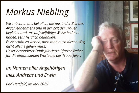 Traueranzeige von Markus Niebling von HZ