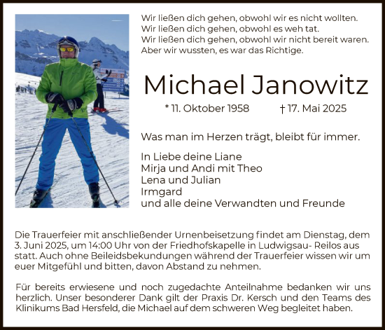 Traueranzeige von Michael Janowitz von HZHN