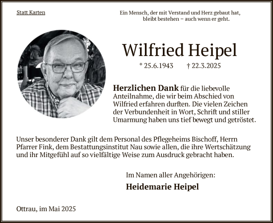 Traueranzeige von Wilfried Heipel von HNAHZ