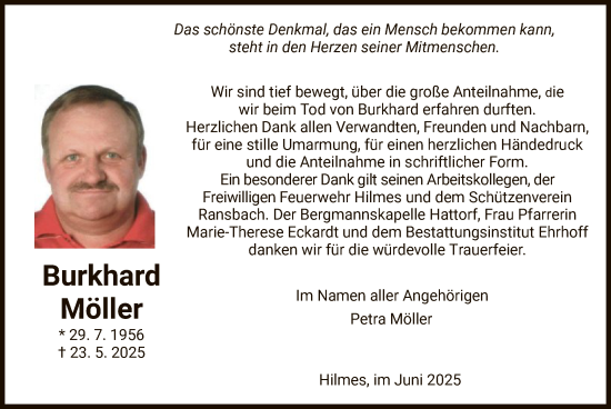 Traueranzeige von Burkhard Möller von HZ