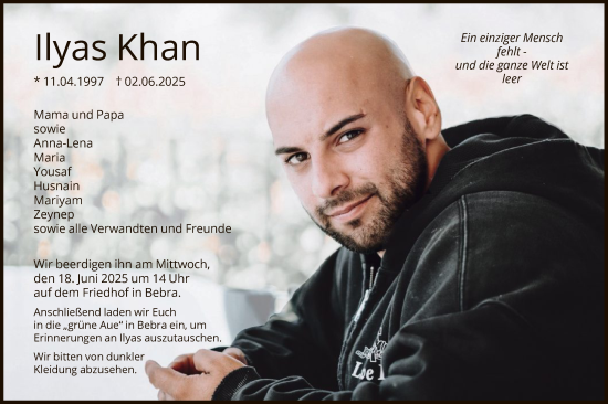 Traueranzeige von Ilyas Khan von HNAHNHZ