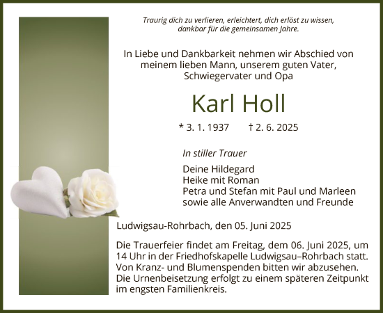 Traueranzeige von Karl Holl von HZHNA