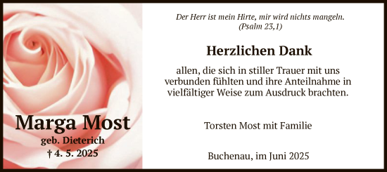 Traueranzeige von Marga Most von HZ