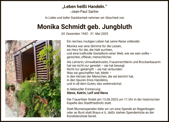 Traueranzeige von Monika Schmidt von HZHN