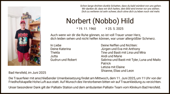 Traueranzeige von Norbert Hild von HZHN