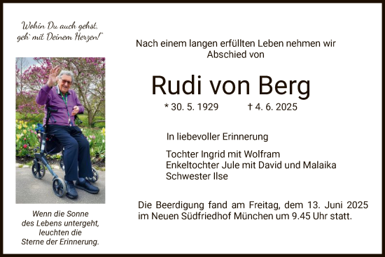 Traueranzeige von Rudi von Berg von HZ