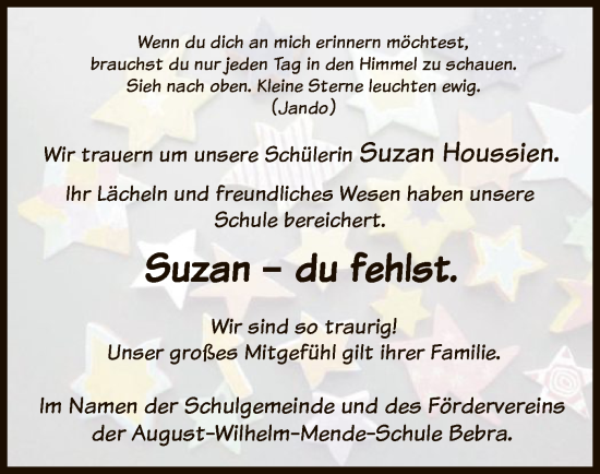 Traueranzeige von Suzan Houssien von HZ