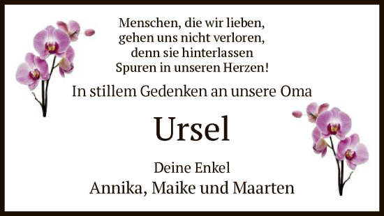 Traueranzeige von Ursel  von HZ