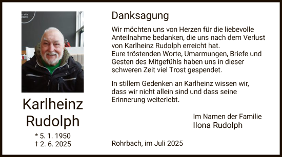 Traueranzeige von Karlheinz Rudolph von HZ