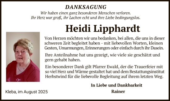Traueranzeige von Heidi Lipphardt von HZ