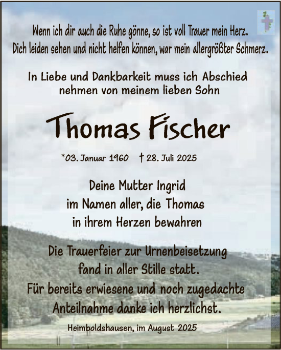 Traueranzeige von Thomas Fischer von HZHN