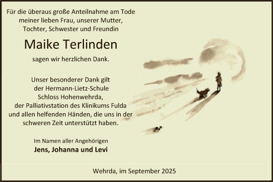 Traueranzeige von Marike Terlinden von HNHZ