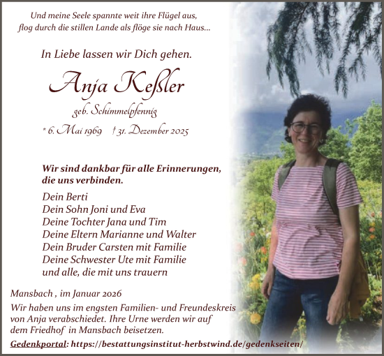 Traueranzeige von Anja Keßler von HZ