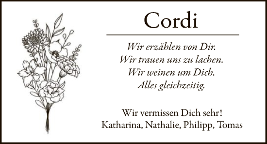 Traueranzeige von Cordi - von HZ