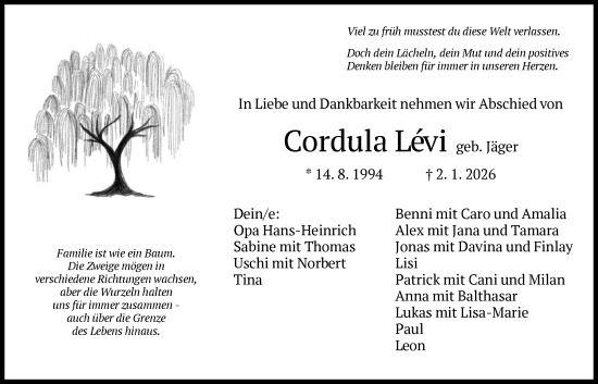 Traueranzeige von Cordula Lévi von HZ
