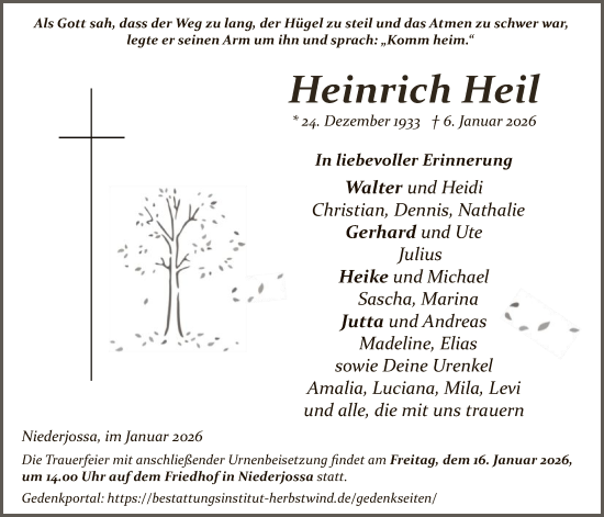 Traueranzeige von Heinrich Heil von HZ