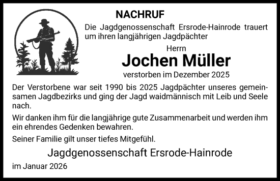 Traueranzeige von Jochen Müller von HNAHZ