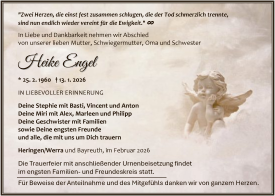 Traueranzeige von Heike Engel von HZHN