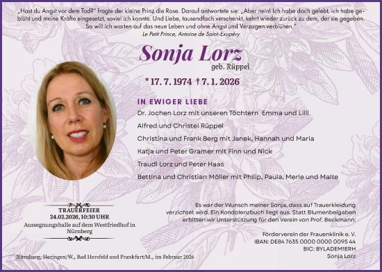 Traueranzeige von Sonja Lorz von HZHN